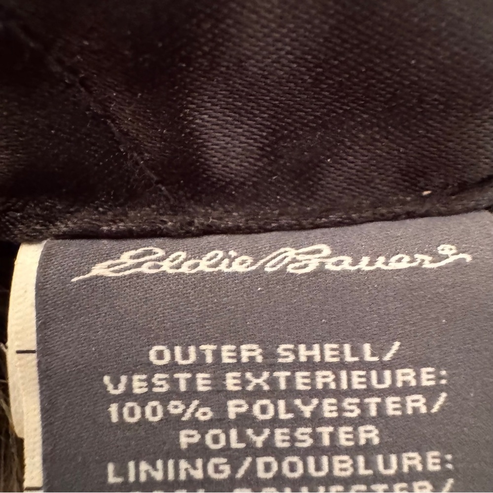 Eddie Bauer Black Trapper Hat faux fur L/XL snap closure Down insulated - Picture 4 of 15